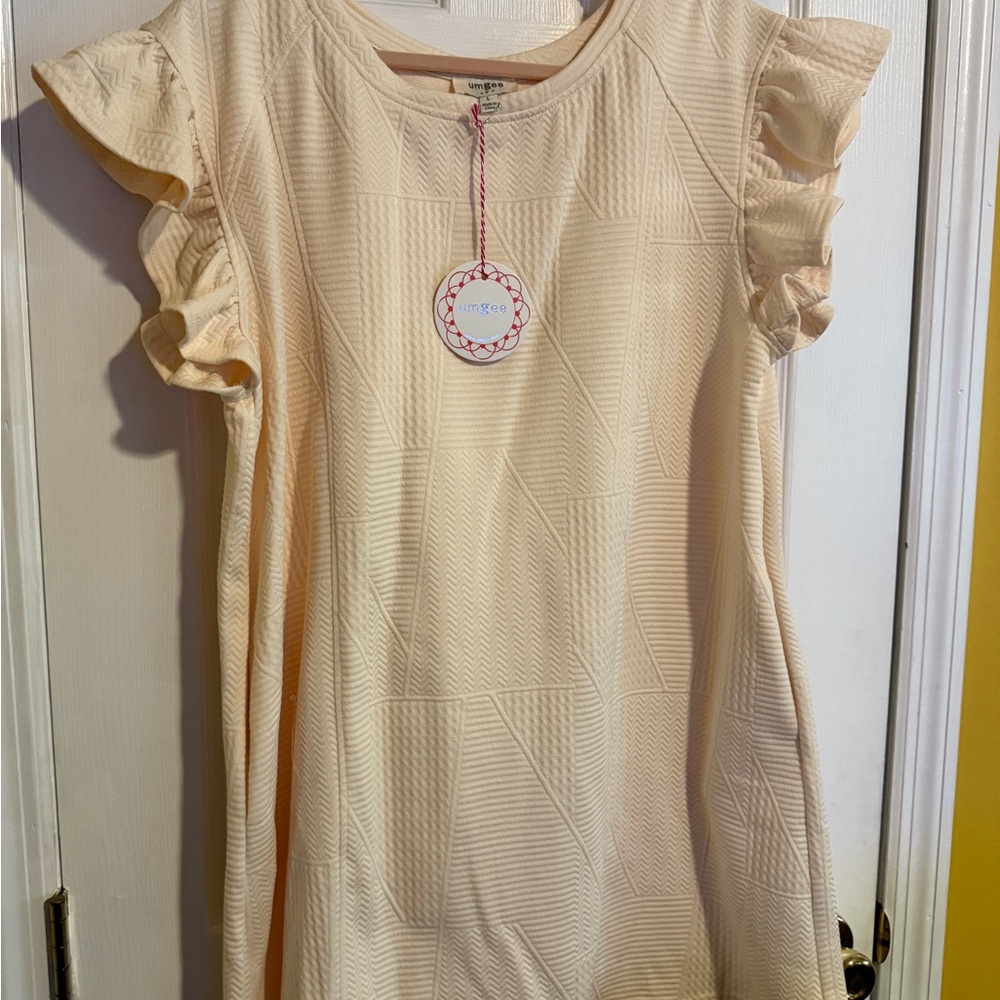 Umgee Cream Ruffle Sleeve Dress